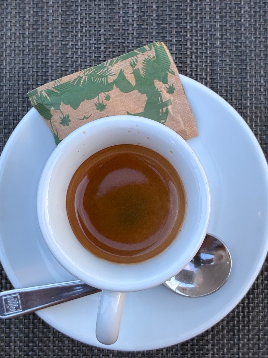 An espresso on a saucer